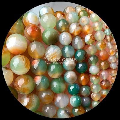 गोल आकार 8 मिमी प्राकृतिक रत्न मोती विभिन्न अजात मोती कार्नेलियन पीला धारीदार अजात ढीला मोती स्ट्रैंड DIY गहने के लिए