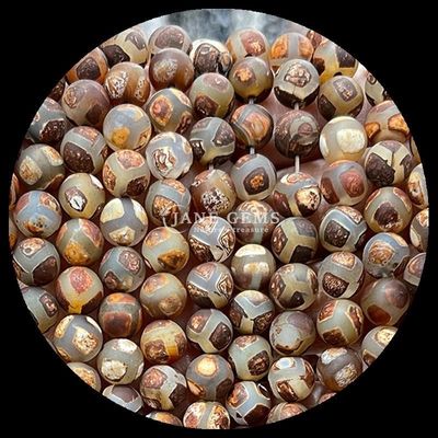 DIY आभूषण बनाना आवश्यक बहुरंगी तिब्बती अजात मोती तीन आंखें डज़ी पॉलिश तकनीक के साथ ढीली मोती स्ट्रैंड्स