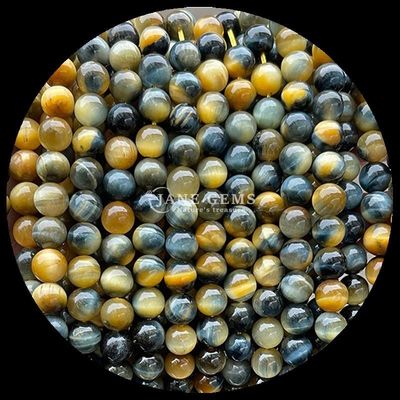 गोल आकार प्राकृतिक रत्न मोती बाघ की आंख आभूषण बनाने के लिए ढीली मोती के तार पॉलिश तकनीक
