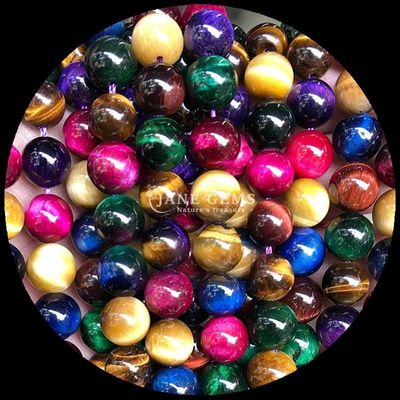 DIY आभूषण बनाना आवश्यक रत्न मोती 8 मिमी गोल आकार टाइगर की आंख ढीला मोती स्ट्रैंड्स