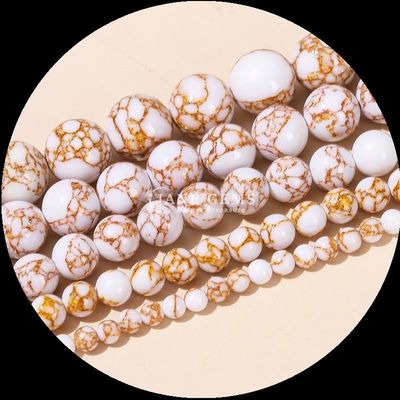 विविध रंग गोल आकार रत्न मोती स्वर्ण रेखा पीताम्बर ढीला मोती स्ट्रैंड DIY उपहार के लिए