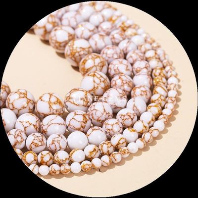 विविध रंग गोल आकार रत्न मोती स्वर्ण रेखा पीताम्बर ढीला मोती स्ट्रैंड DIY उपहार के लिए