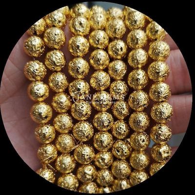 गोल आकार की रत्न मोती विभिन्न रंगों में पॉलिश किए गए लुभावनी हस्तनिर्मित गहने के लिए लेपित लावा पत्थर