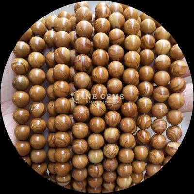 गोल आकार रत्न मोती विभिन्न रंगों का लकड़ी का पैटर्न ढीला मोती स्ट्रैंड्स आभूषण बनाने के लिए एकदम सही 8 मिमी मोती का आकार