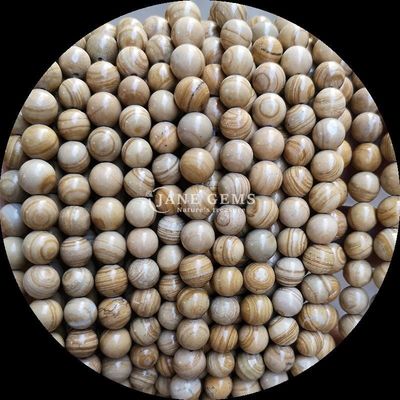 गोल आकार रत्न मोती विभिन्न रंगों का लकड़ी का पैटर्न ढीला मोती स्ट्रैंड्स आभूषण बनाने के लिए एकदम सही 8 मिमी मोती का आकार