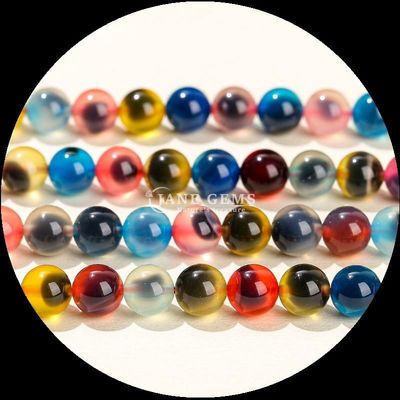 प्राकृतिक रत्न विभिन्न बैंडिंग Agate Frosted गोल Agate ढीला मोती स्ट्रैंड्स अपने हार संग्रह के लिए सही अतिरिक्त