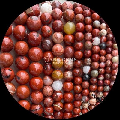 पॉलिश तकनीक के साथ गोल रत्न लाल जैस्पर नीला रेत पत्थर क्रिस्टल उपचार पत्थर ढीला गोल मोती स्ट्रैंड्स उत्तम और टिकाऊ गहने