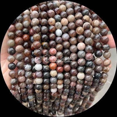 गोल आकार कीमती पत्थर मोती विभिन्न रंगों भारतीय अजात Unakite क्रिस्टल उपचार पत्थर अपने गहने बनाने की जरूरतों के लिए ढीला मोती स्ट्रैंड्स