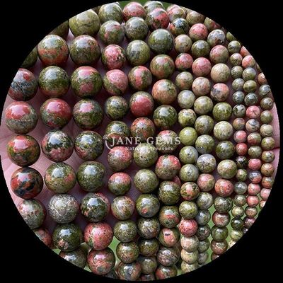गोल आकार कीमती पत्थर मोती विभिन्न रंगों भारतीय अजात Unakite क्रिस्टल उपचार पत्थर अपने गहने बनाने की जरूरतों के लिए ढीला मोती स्ट्रैंड्स